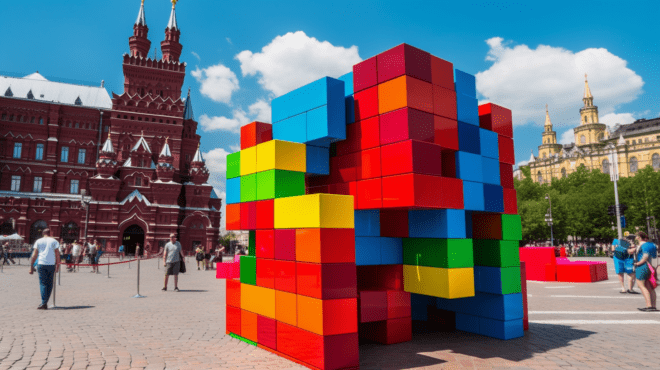 Denkmal für das Spiel Tetris in Moskau