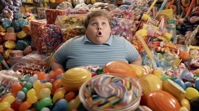 In einem Berg von Süßigkeiten