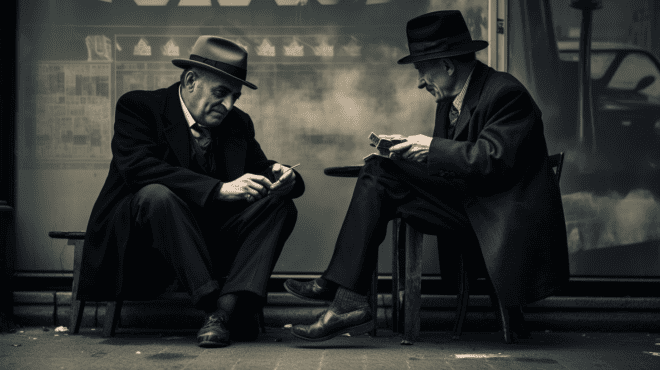 Zwei Männer spielen Scopa